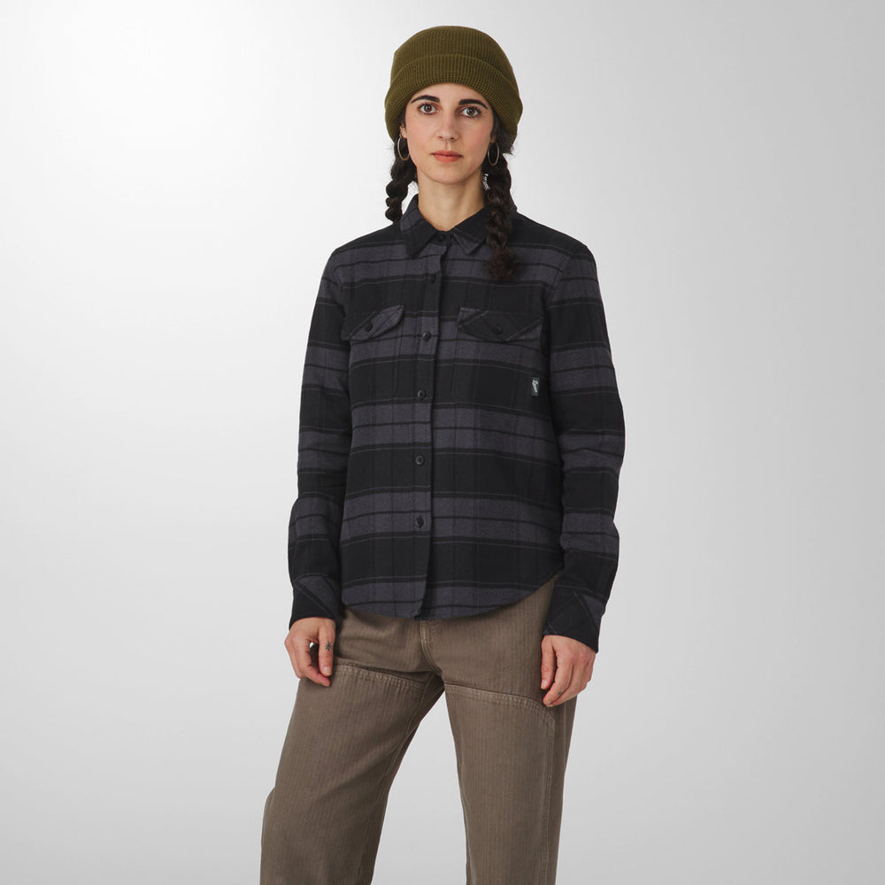Sauvie Cotton Flannel Shirt Black Plaid